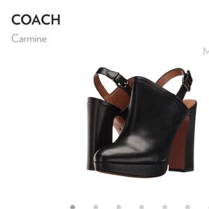 COACH CARMINE BLACK SOFT -premium  LEATHER HIGH HEELED MULE SIZE 7.5